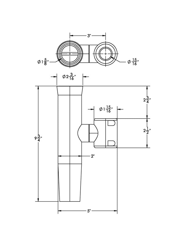 TACO Marine Clamp-On Adjustable Rod Holder for 7/8" & 1" Tube
