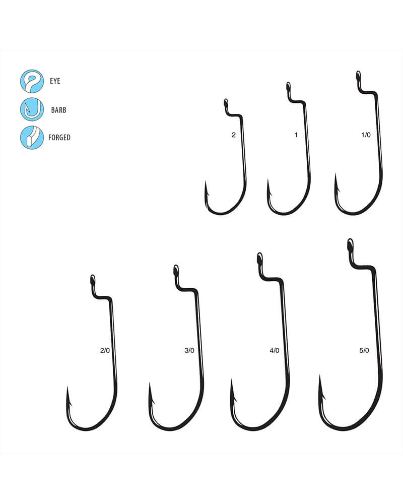 Gamakatsu Worm Hook, Offset Shank, O'Shaughnessy Bend 07109 - NS Black - #2