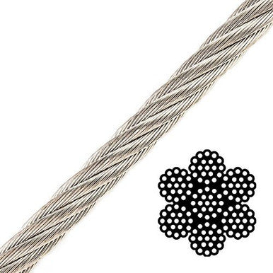 Transat Stainless Steel Wire Rope – 7x19 Construction (Multiple Sizes) - 1/4"