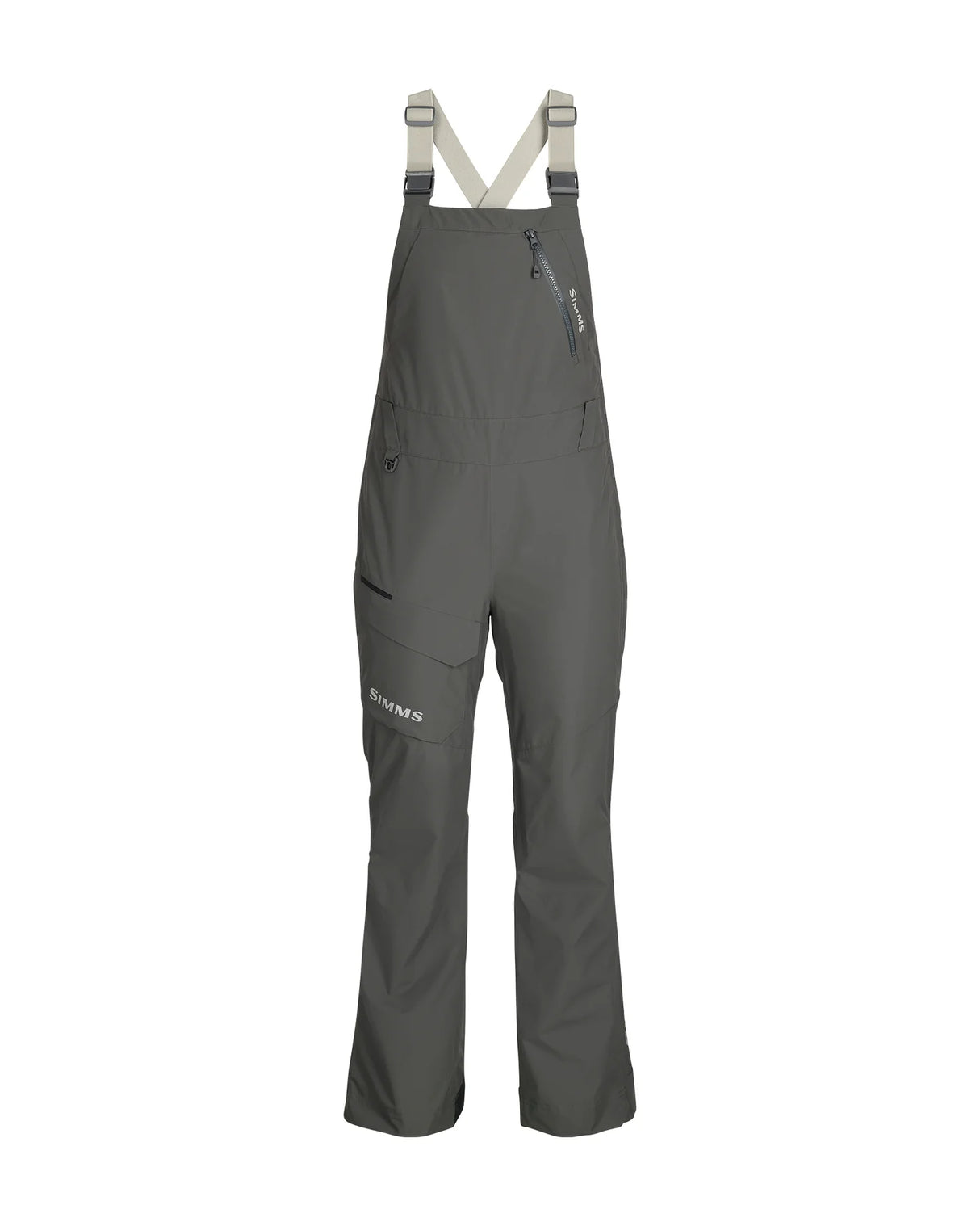 Gray bib overalls with suspenders on a white background