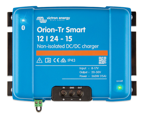 Blue Victron Energy Orion-Tr Smart DC/DC charger on a white background