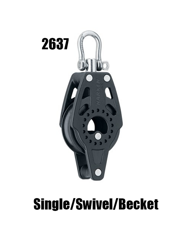 Harken Carbo Air Blocks - 40mm 2636 - 2646. Single Swivel/471 Carbo-Cam with Becket