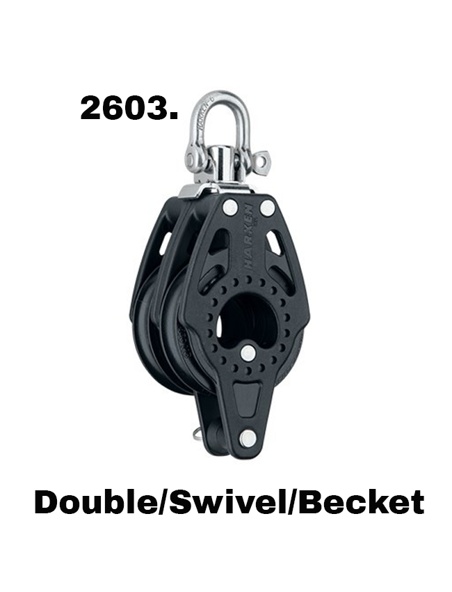 Harken Carbo Air Blocks - 57mm 2600 - 2616. Single Swivel/150 Cam-Matic with Becket