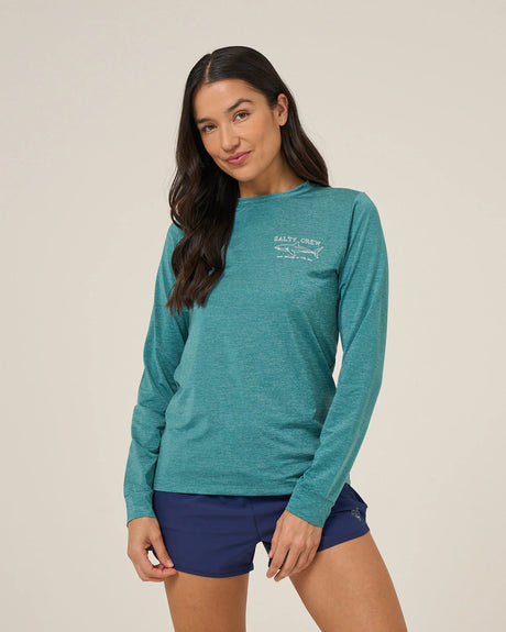 Salty Crew Shark Anatomy Hooded Sunshirt - Teal