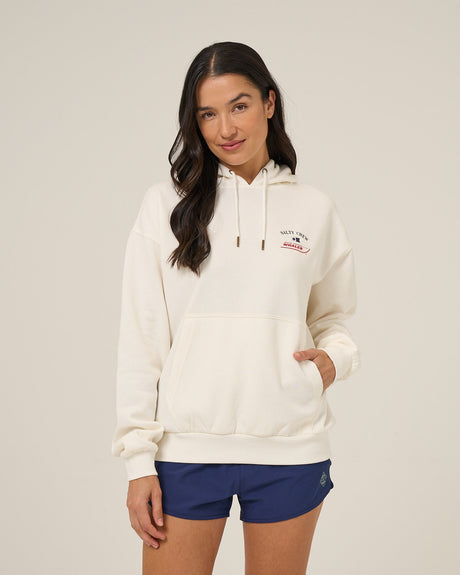 Front view of the Whaler Hoodie - Off White.
