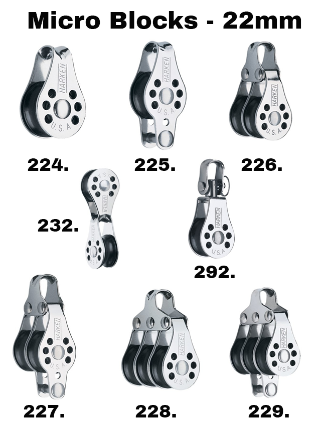 Harken Micro Blocks - 22mm 224 - 292. Single Swivel