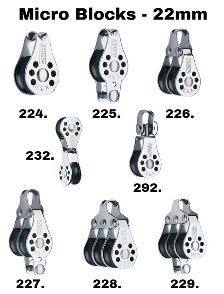 Harken Micro Blocks - 22mm 224 - 292. Single Swivel