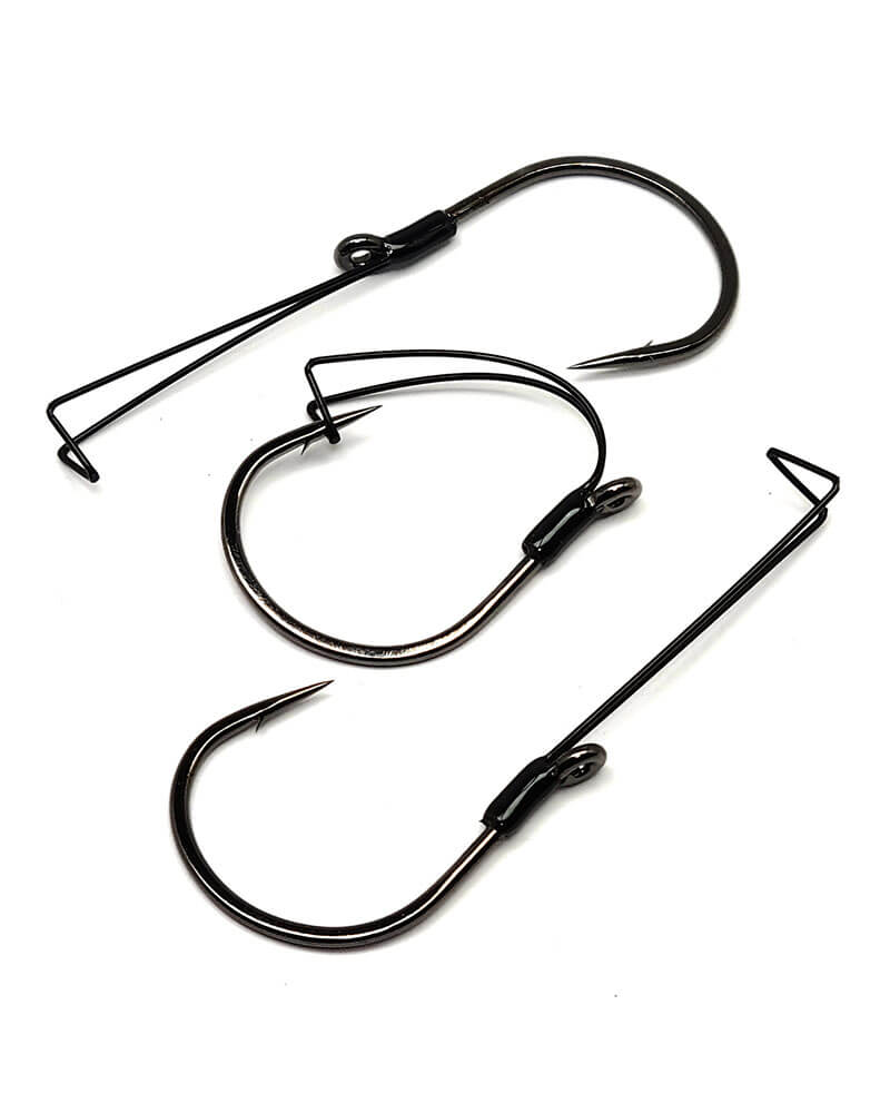 Gamakatsu 230908 Finesse Wide Gap Weedless Hook, Size 4, Needle Point Ringed Eye, NS Black, 5 per Pack 230908