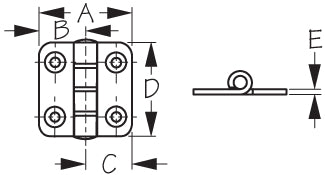Seadog 201580 - Butt Hinge Stamped 304 Stainless Steel (pair) 201580-1
