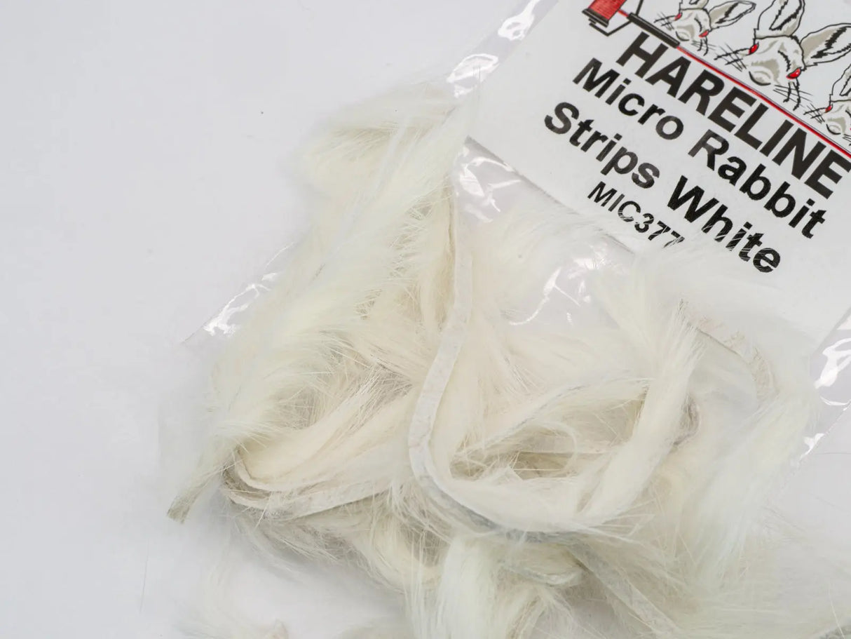 Hareline Micro Rabbit Strips - White #377 Hareline Dubbin