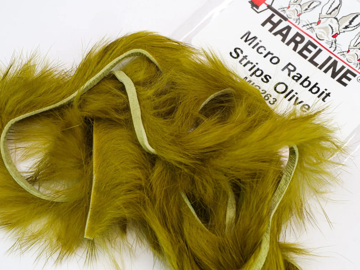 Hareline Micro Rabbit Strips - Olive #263 Hareline Dubbin