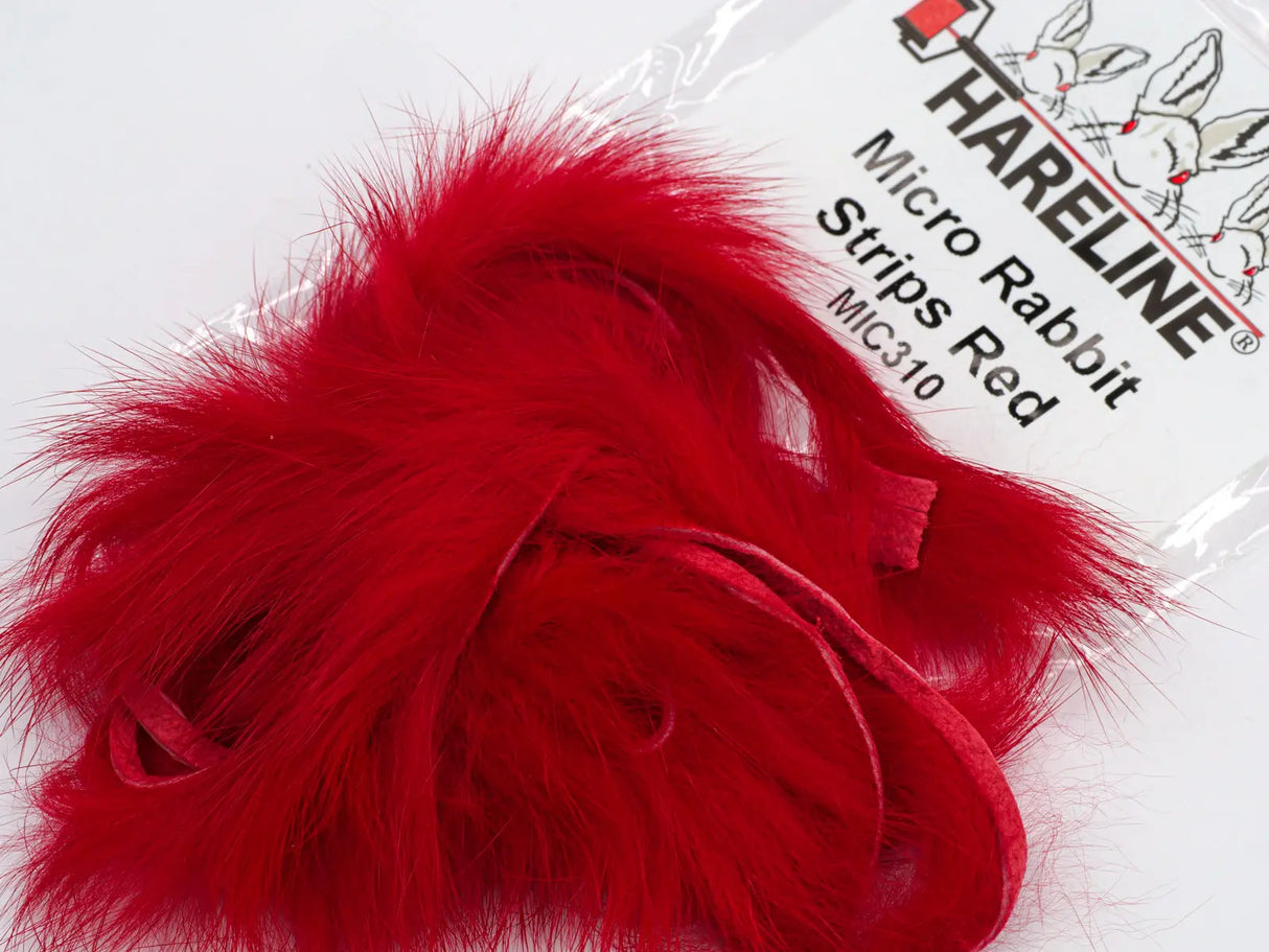 Hareline Micro Rabbit Strips - Red #310 Hareline Dubbin