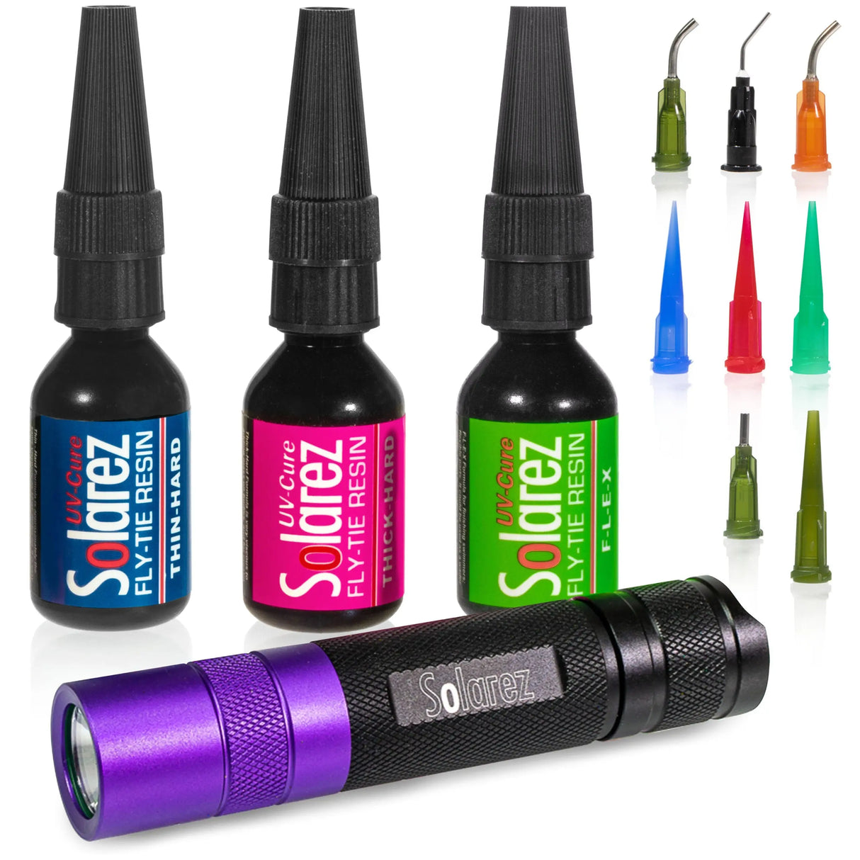 Hareline Solarez Pro Roadie Kit 0.5oz Assortment with UVA Flashlight Hareline Dubbin