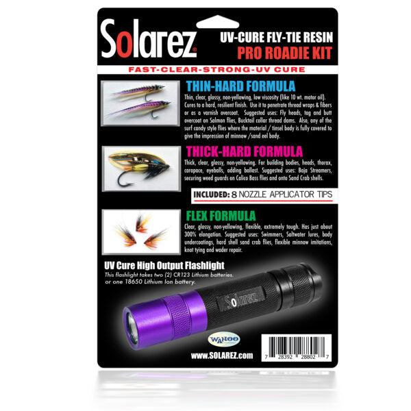 Hareline Solarez Pro Roadie Kit 0.5oz Assortment with UVA Flashlight