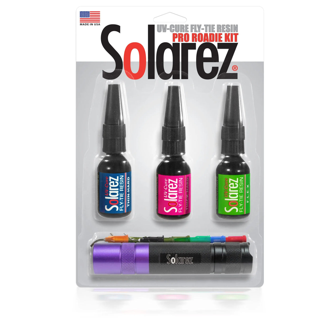 Hareline Solarez Pro Roadie Kit 0.5oz Assortment with UVA Flashlight Hareline Dubbin