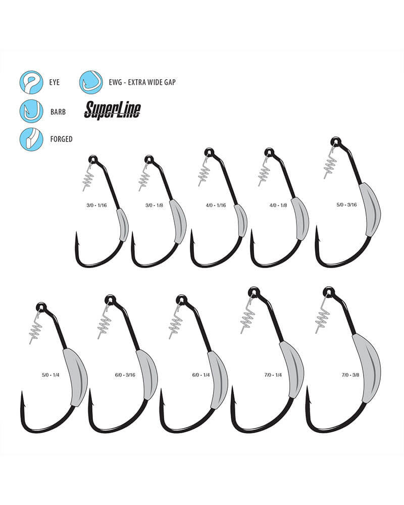 Gamakatsu Superline Weighted Worm Hook with Spring Lock 296416-3/16