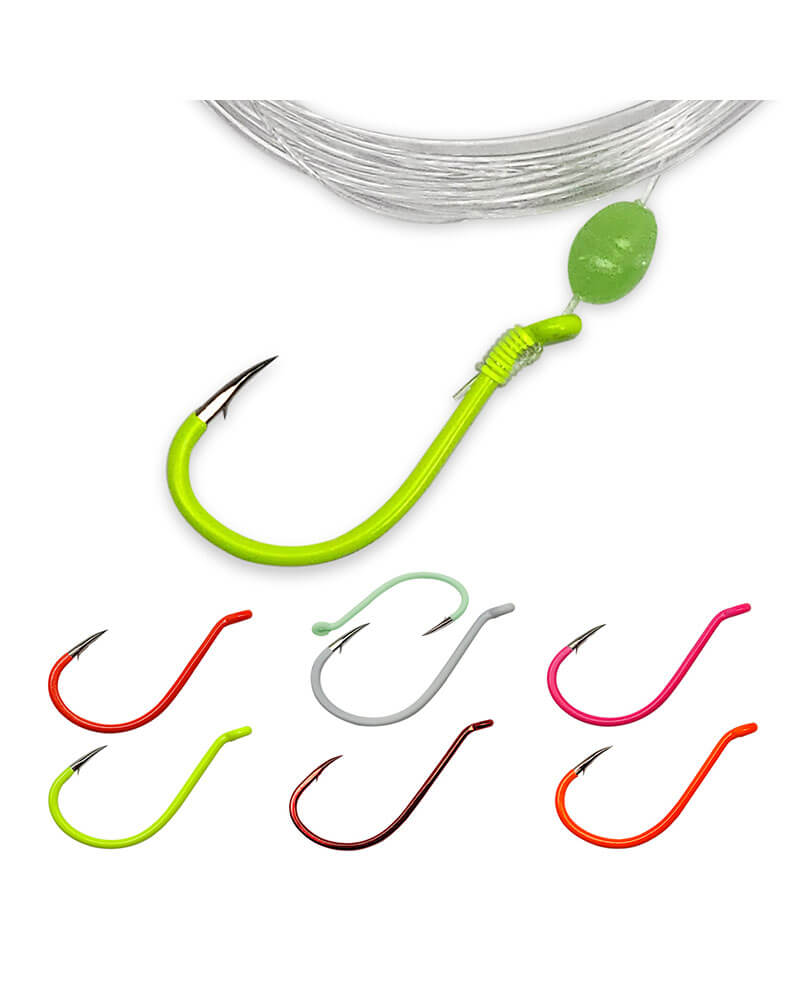 Gamakatsu Walleye Snelled Hook Glow 297607-GL-08 - Glow - #4