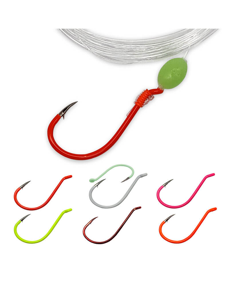 Gamakatsu Walleye Snelled Hook Glow 297607-GL-08 - Glow - #6