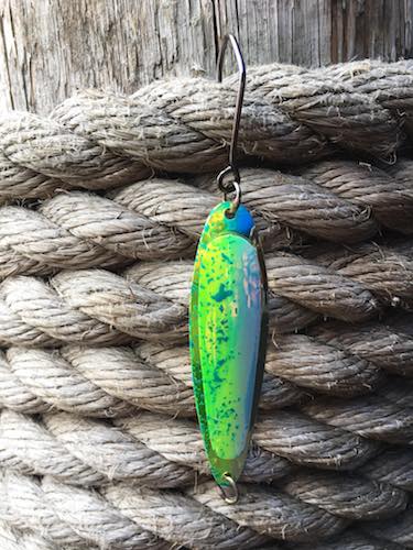 Silver Horde Kingfisher Spoons - Silver Knight Super Pearl UV Chartreuse Spatter Back 4143-111-841 - 4" Spoon