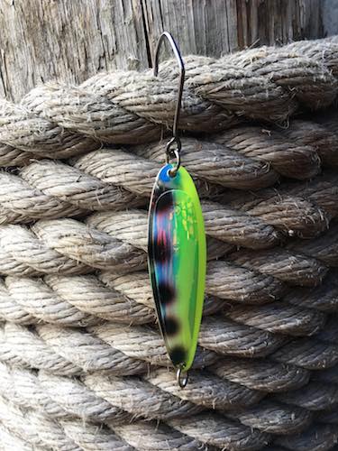 Silver Horde Kingfisher Spoon - Silver Knight Super Pearl UV Chartreuse/Black Dots 4143-111-811 - 3.5" Spoon