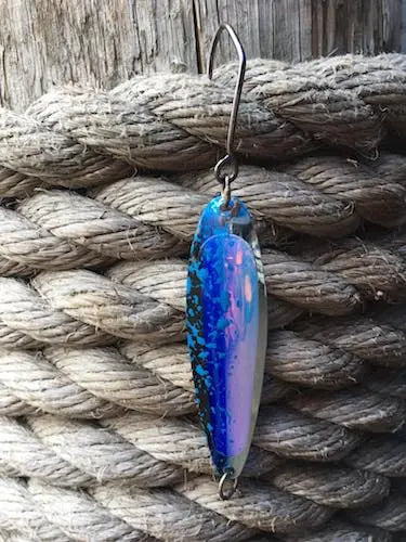 Silver Horde Kingfisher Spoon - Silver Knight Super Pearl UV Blue Spatter Back 4133-111-848 - 3.5" Spoon