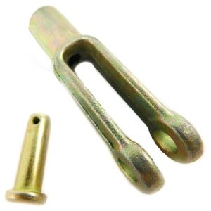 Metal clevis pin on a white background