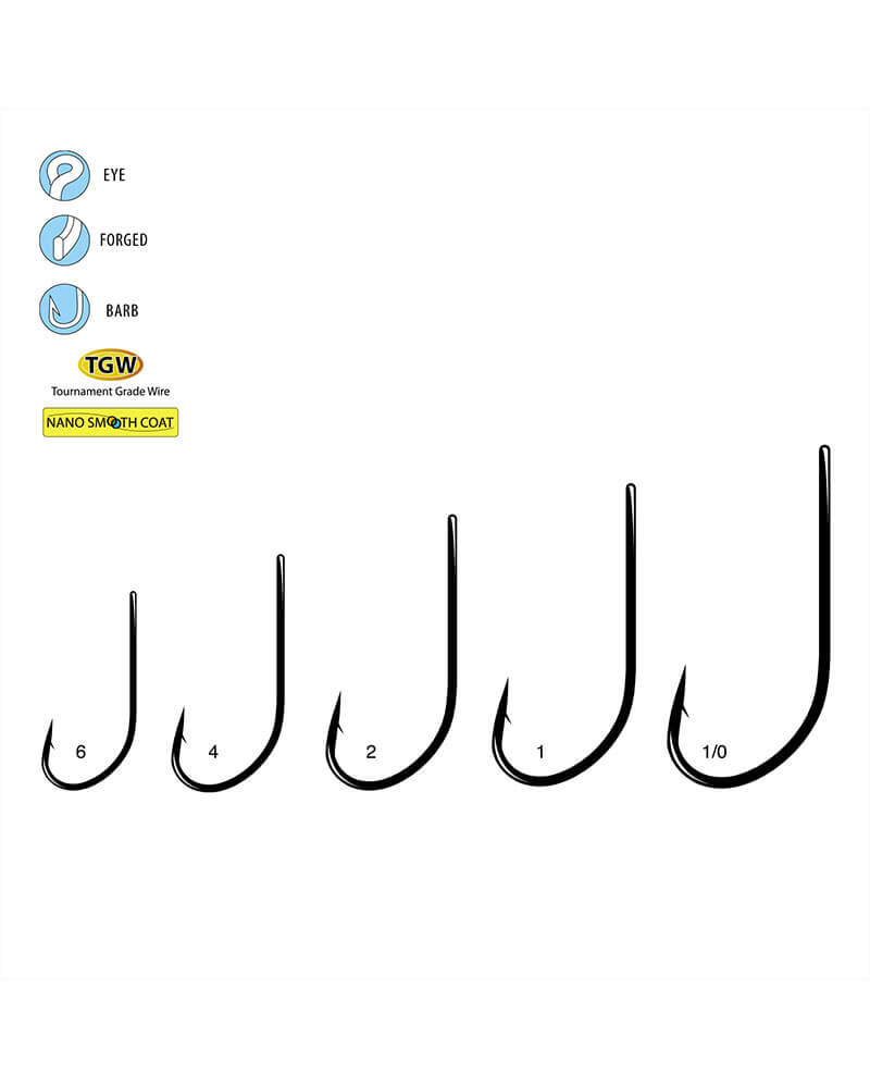 Gamakatsu 374211 G-Finesse TGW Stinger Hook Nano Coat, Size 1/0, 6 per Pack-- 374211