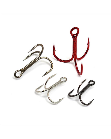 Gamakatsu 47306 Treble Hook, Size 8 Barbed, Needle Point, Round Bend Red, 10 per Pack 47306