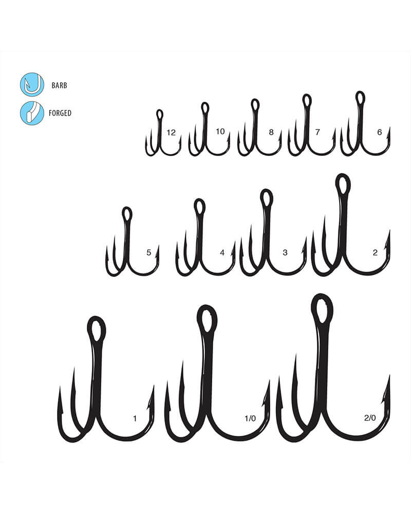 Gamakatsu 47306 Treble Hook, Size 8 Barbed, Needle Point, Round Bend Red, 10 per Pack 47306