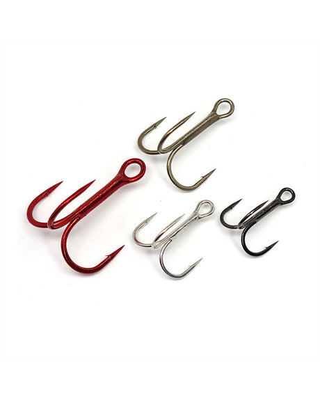 Gamakatsu 47306 Treble Hook, Size 8 Barbed, Needle Point, Round Bend Red, 10 per Pack 47306