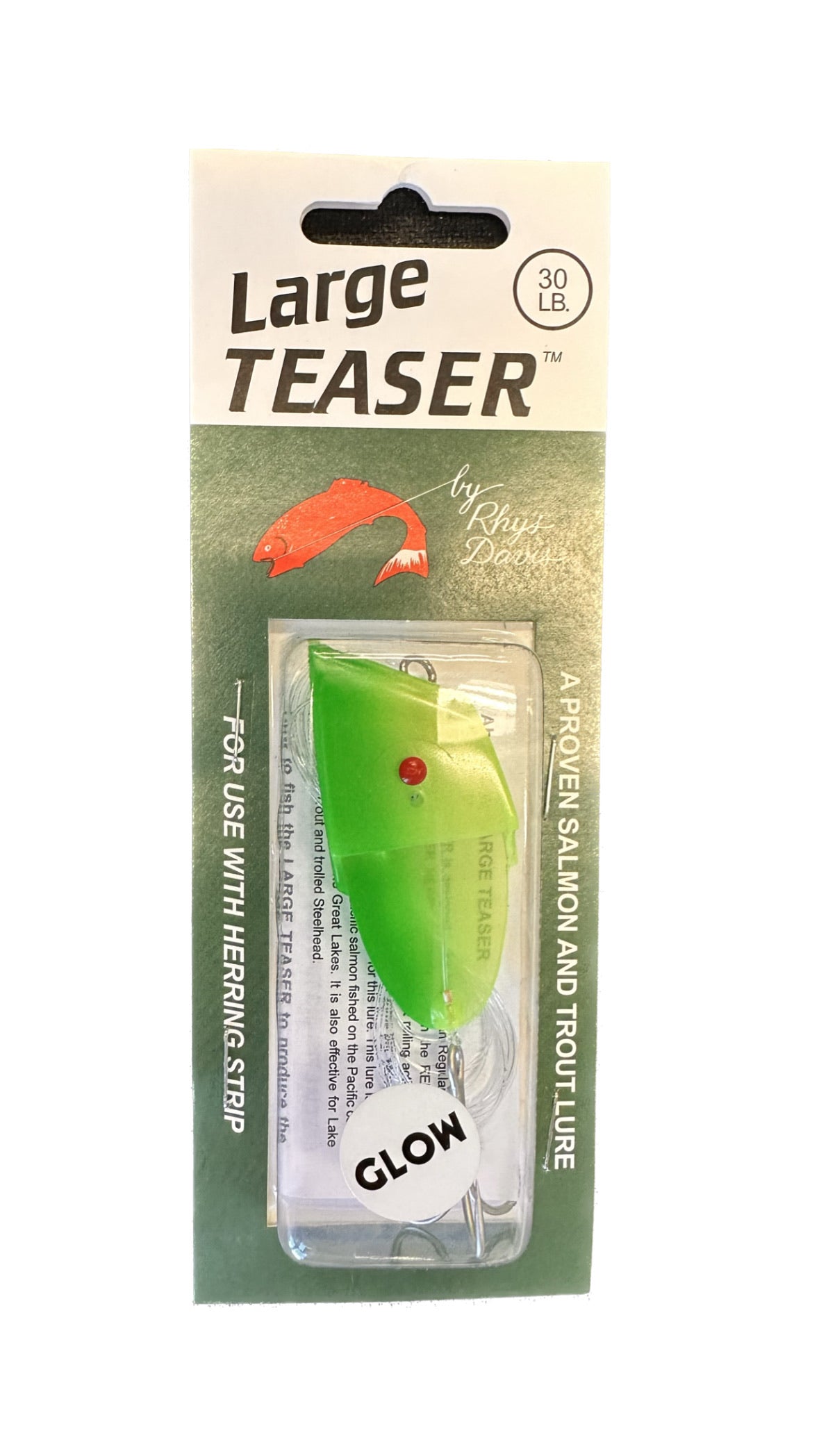 Rhys Davis Large Teaser Rigged 40lb - Glow Green Chartreuse