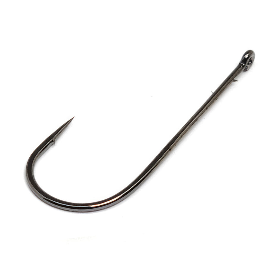 Gamakatsu 48413 Worm Hook, Size 3/0 Needle Point, Straight Shank, Round Bend, Ringed Eye, NS Black, 5 per Pack 48413