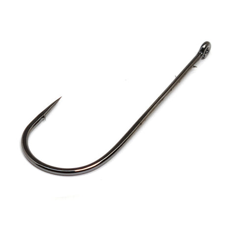 Gamakatsu 48413 Worm Hook, Size 3/0 Needle Point, Straight Shank, Round Bend, Ringed Eye, NS Black, 5 per Pack 48413