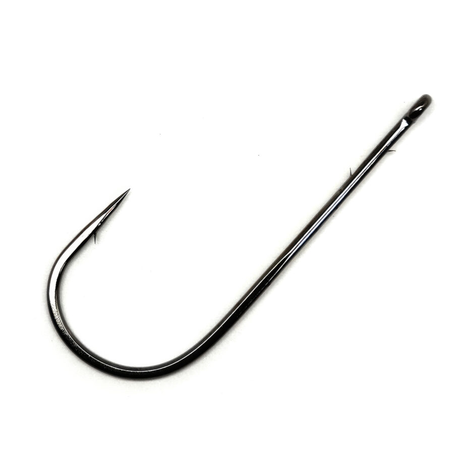 Gamakatsu 48413 Worm Hook, Size 3/0 Needle Point, Straight Shank, Round Bend, Ringed Eye, NS Black, 5 per Pack 48413
