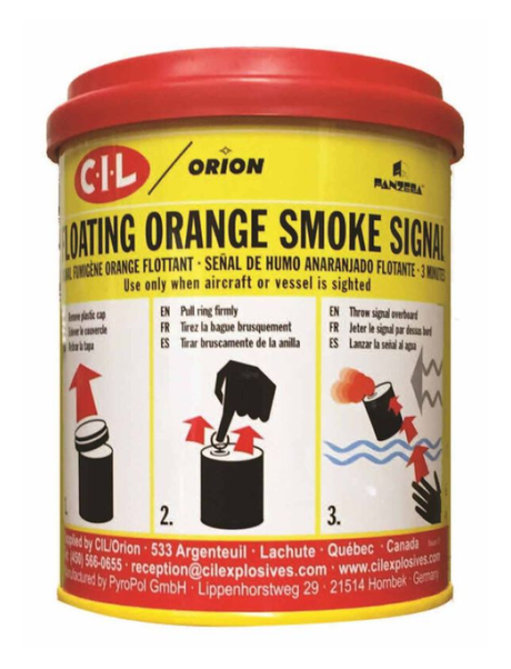 Orion SOLAS Floating Orange Smoke Flare Can Type 'D' – Marine Emergency Signal 52251