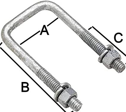 Seachoice U-Bolt Square 57321 - 3/8 X 2-1/16 x 7-7/8 (57340)
