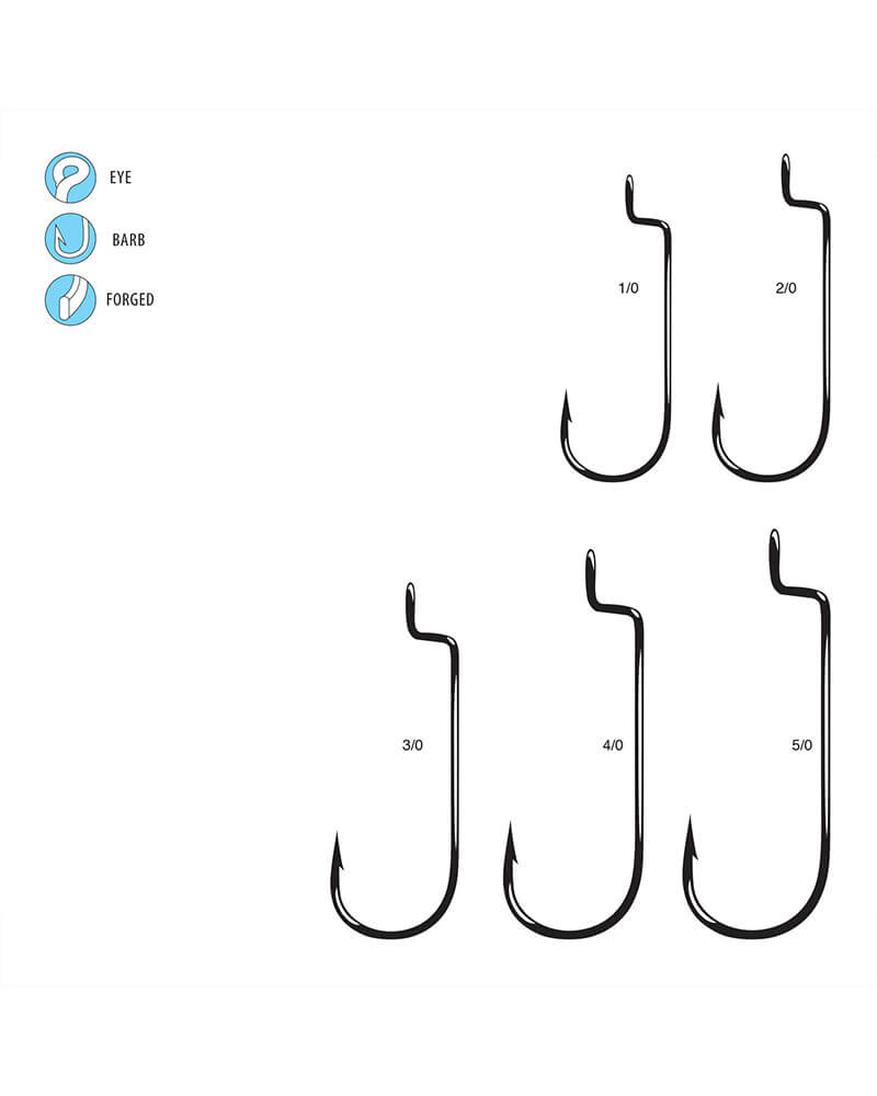 Gamakatsu Worm Hook, Offset Shank, Round Bend 54313 - NS Black - 2/0