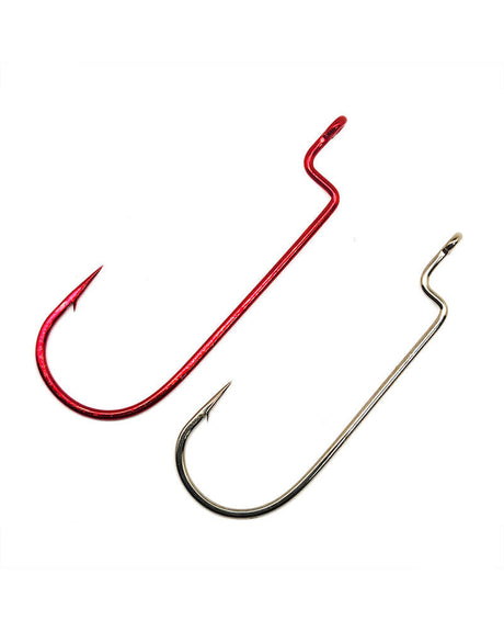 Gamakatsu Worm Hook, Offset Shank, Round Bend 54313 - Red - 3/0