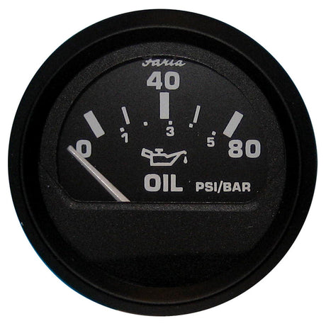 Faria Euro Black 2" Oil Pressure Gauge (80 PSI) - Black
