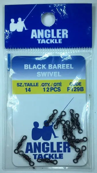 ANGLER BLACK BARREL SWIVEL #5 8 PACK Angler Tackle