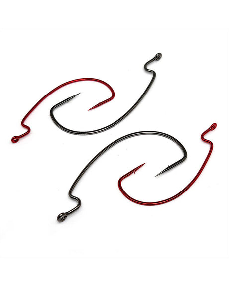 Gamakatsu 58415-100 Worm Hook, Size 5/0, Needle Point, Offset Shank Extra Wide Gap, Ringed Eye, NS Black, 100 Pack 58415-100