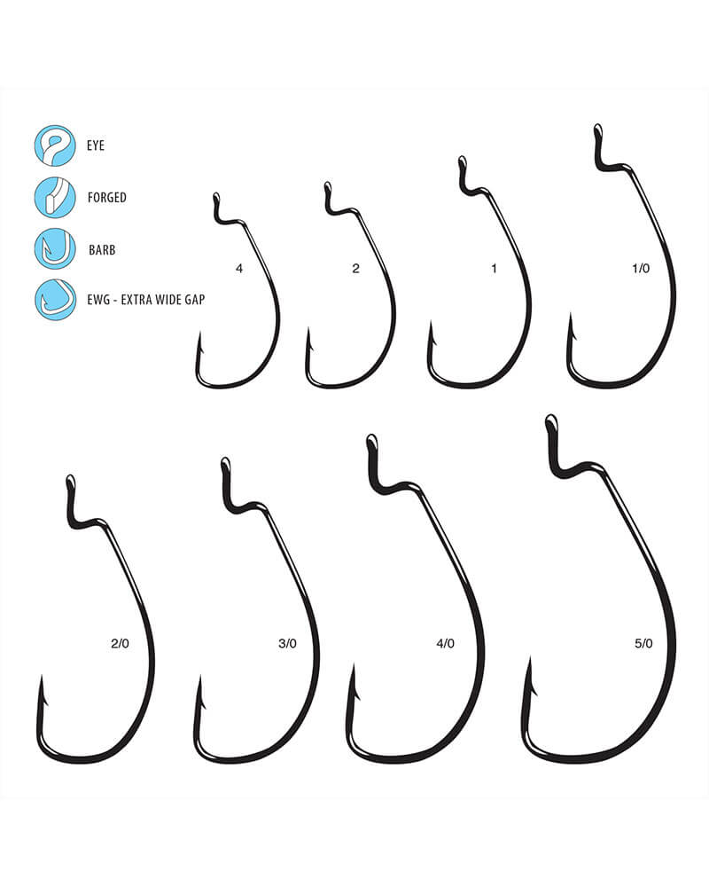 Gamakatsu 58415-100 Worm Hook, Size 5/0, Needle Point, Offset Shank Extra Wide Gap, Ringed Eye, NS Black, 100 Pack 58415-100