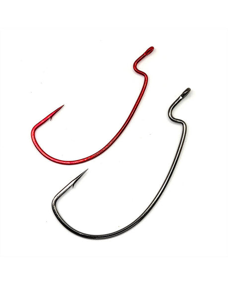 Gamakatsu 58415-100 Worm Hook, Size 5/0, Needle Point, Offset Shank Extra Wide Gap, Ringed Eye, NS Black, 100 Pack 58415-100