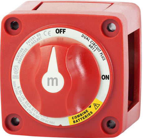 Blue Sea m-Series Mini Dual Circuit Plus Battery Switch - Red 6011