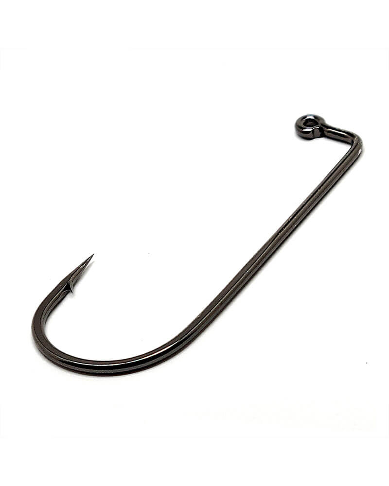 Gamakatsu 60416-25 Jig Hook, Size 6/0, Needle Point, Round Bend Heavy Wire, Ringed Eye, NS Black, 25 Pack 60416-25