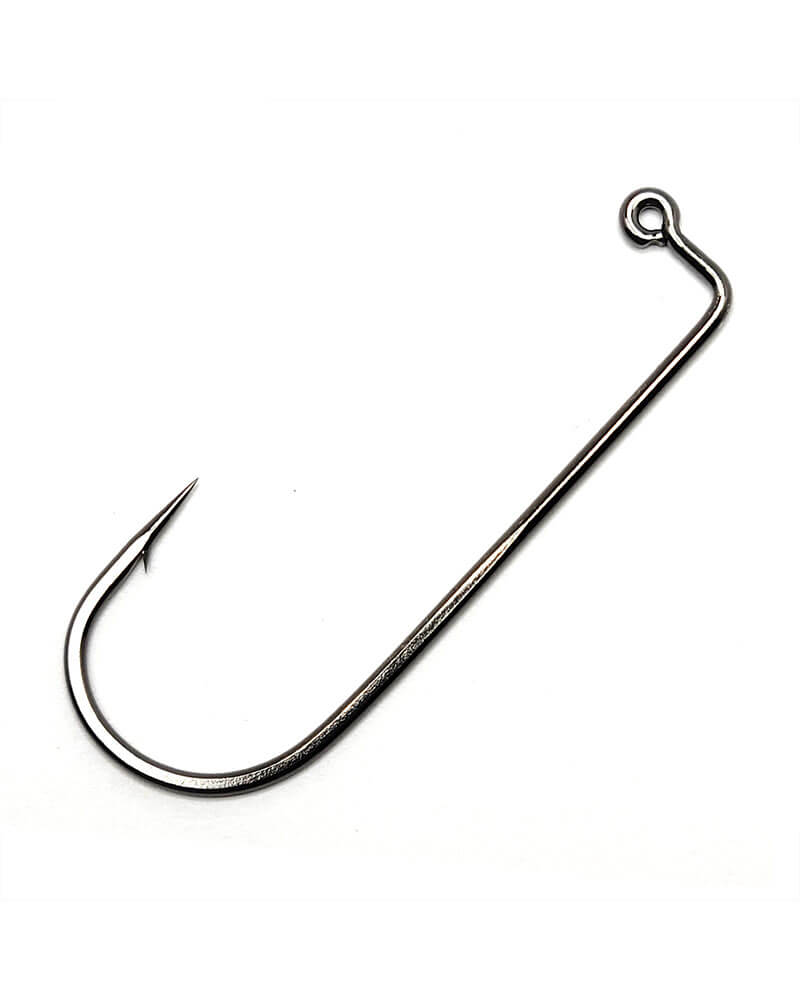 Gamakatsu 60416-25 Jig Hook, Size 6/0, Needle Point, Round Bend Heavy Wire, Ringed Eye, NS Black, 25 Pack 60416-25