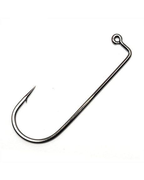 Gamakatsu 60416-25 Jig Hook, Size 6/0, Needle Point, Round Bend Heavy Wire, Ringed Eye, NS Black, 25 Pack 60416-25