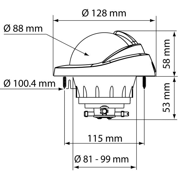 Plastimo #65733 Offshore 95 Compass, Flush Mount, Black 65733