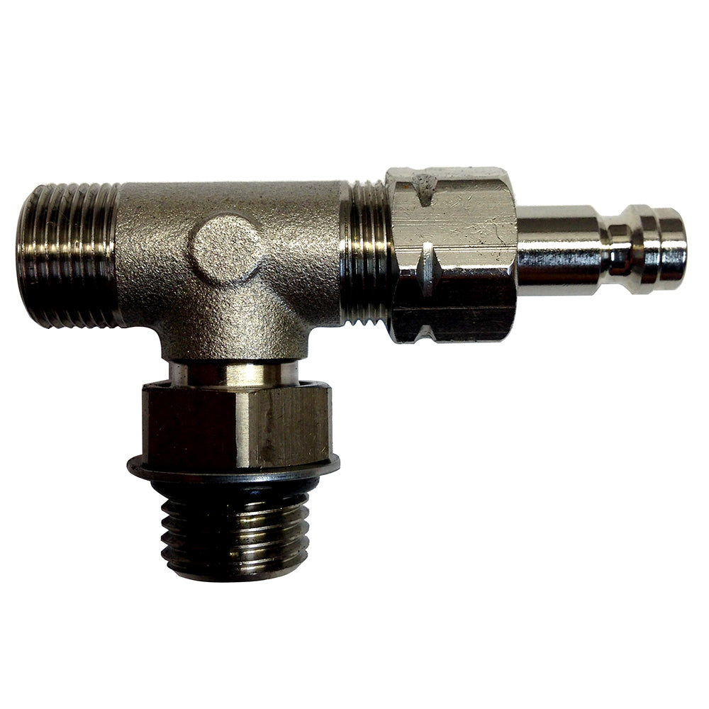 Metal valve fitting on a white background