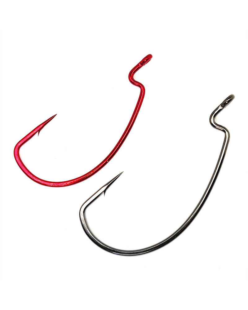 Gamakatsu 74312 Superline Worm Hook Size 2/0, Needle Point, Extra Wide Gap, Heavy Wire, Ringed Eye, Red, 5 Pack 74312
